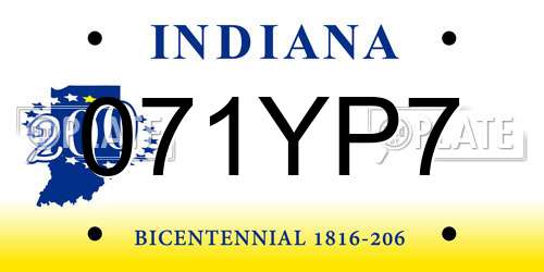 071YP7 Indiana License Plate