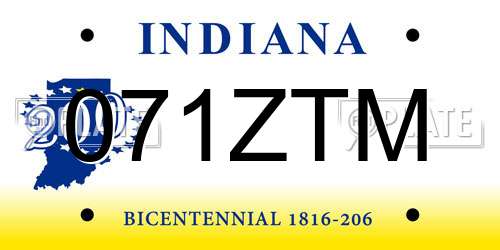 071ZTM Indiana License Plate