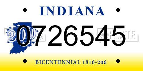 0726545 Indiana License Plate