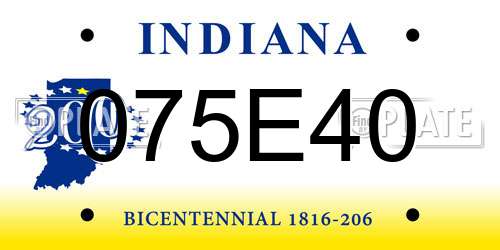 075E40 Indiana License Plate