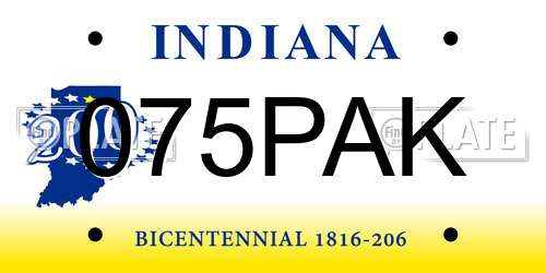 075PAK Indiana License Plate