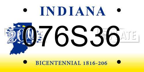 076S36 Indiana License Plate