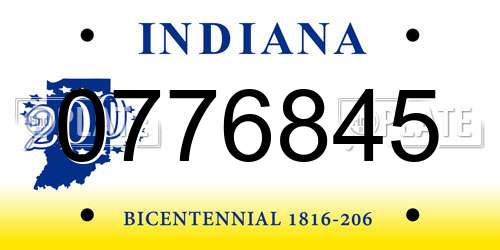 0776845 Indiana License Plate