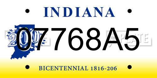 07768A5 Indiana License Plate