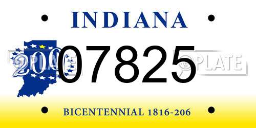 07825 Indiana License Plate