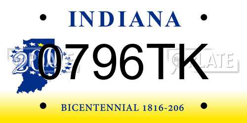 0796TK Indiana License Plate