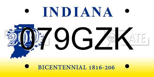079GZK Indiana License Plate