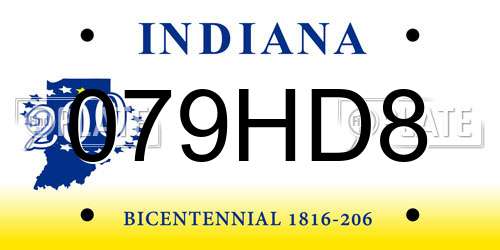 079HD8 Indiana License Plate