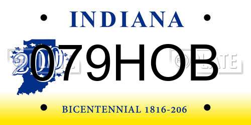 079HOB Indiana License Plate