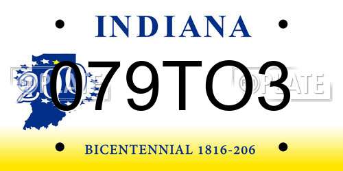 079TO3 Indiana License Plate