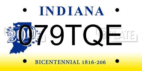 079TQE Indiana License Plate
