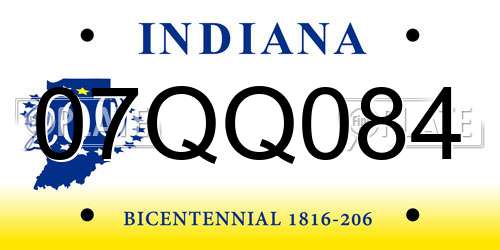 07QQ084 Indiana License Plate
