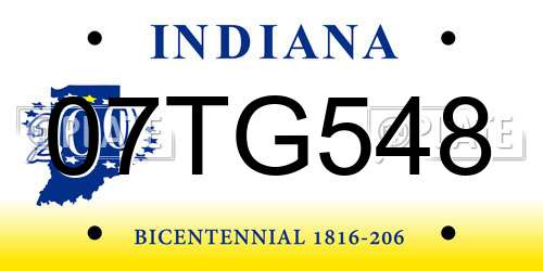 07TG548 Indiana License Plate