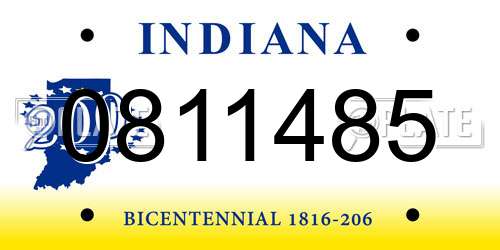 0811485 Indiana License Plate