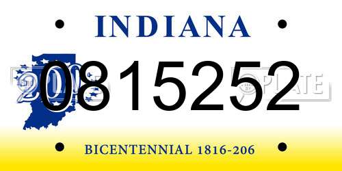 0815252 Indiana License Plate