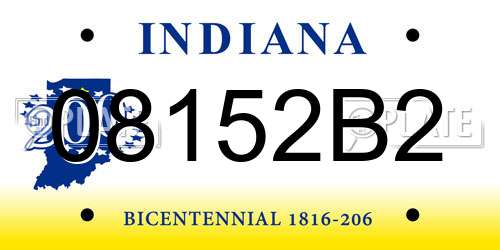 08152B2 Indiana License Plate