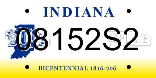08152S2 Indiana License Plate