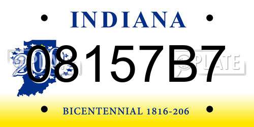 08157B7 Indiana License Plate