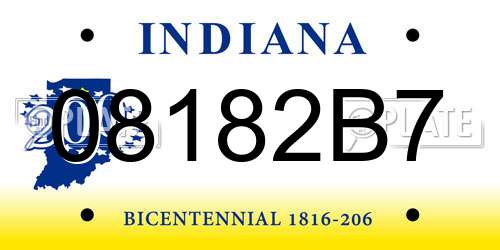 08182B7 Indiana License Plate