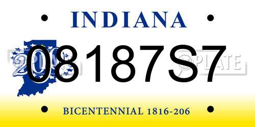 08187S7 Indiana License Plate