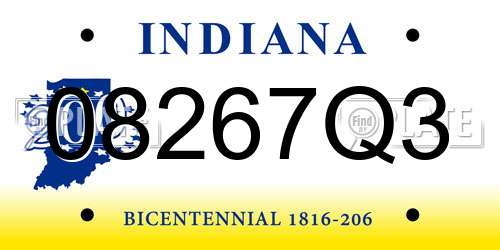 08267Q3 Indiana License Plate