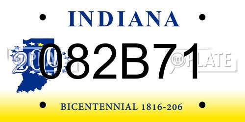 082B71 Indiana License Plate