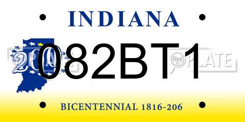 082BT1 Indiana License Plate