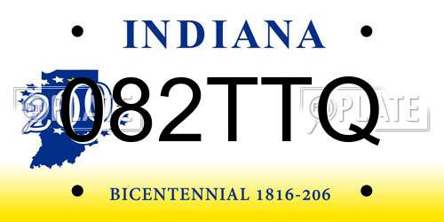 082TTQ Indiana License Plate