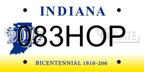 083HOP Indiana License Plate