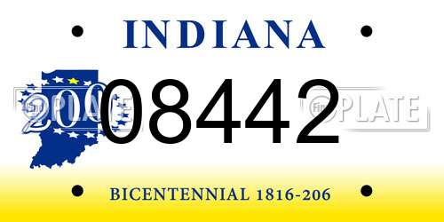 08442 Indiana License Plate