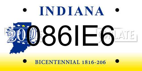086IE6 Indiana License Plate