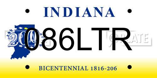 086LTR Indiana License Plate