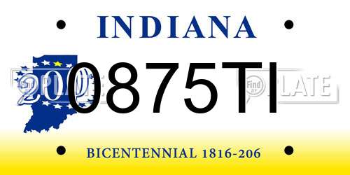 0875TI Indiana License Plate