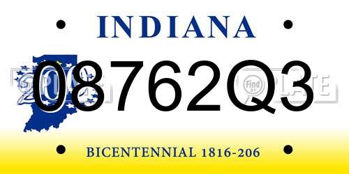 08762Q3 Indiana License Plate