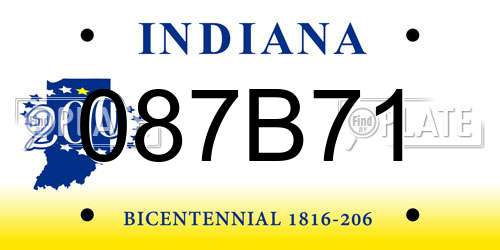 087B71 Indiana License Plate