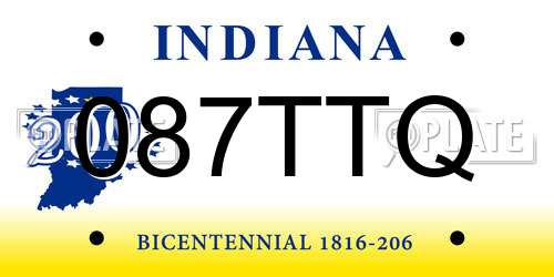 087TTQ Indiana License Plate