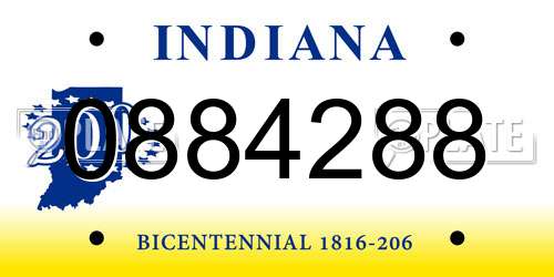 0884288 Indiana License Plate