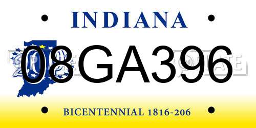 08GA396 Indiana License Plate