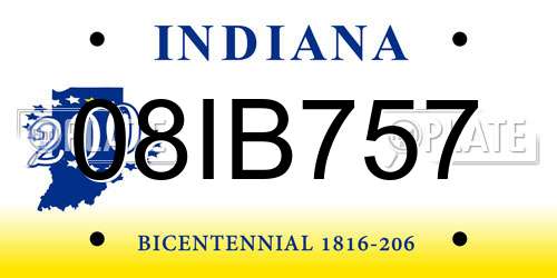 08IB757 Indiana License Plate