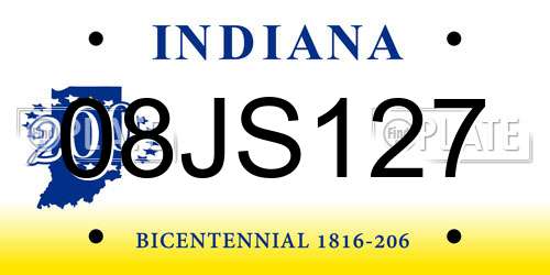 08JS127 Indiana License Plate