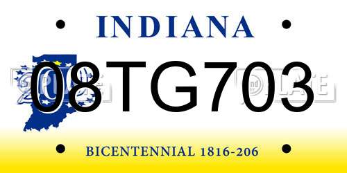 08TG703 Indiana License Plate