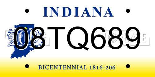 08TQ689 Indiana License Plate