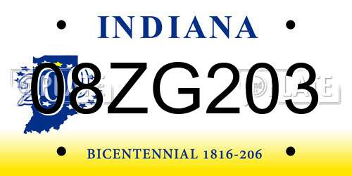 08ZG203 Indiana License Plate