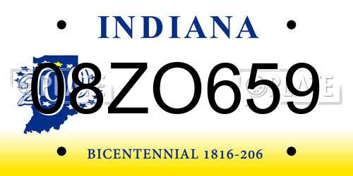 08ZO659 Indiana License Plate