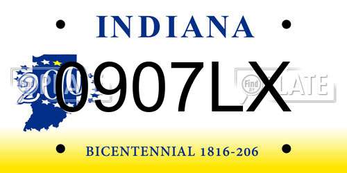 0907LX Indiana License Plate