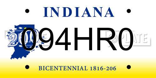 094HR0 Indiana License Plate