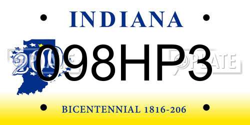 098HP3 Indiana License Plate