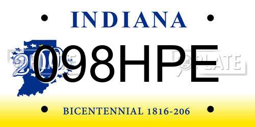 098HPE Indiana License Plate