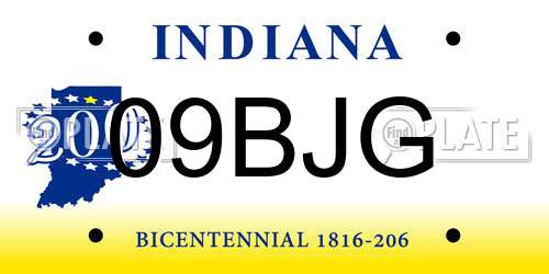 09BJG Indiana License Plate