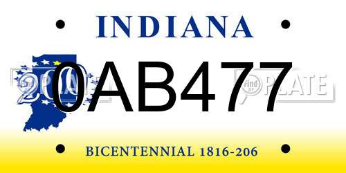 0AB477 Indiana License Plate